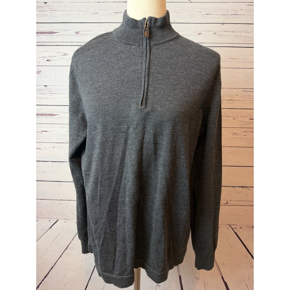 Joseph Abboud Sweater 100% Merino wool size Large Gray Modern‎ Fit Mens